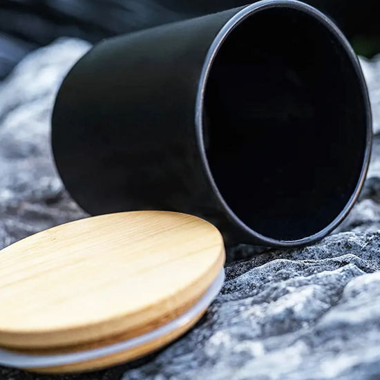 Matte Black Candle Glass / Bamboo Lid