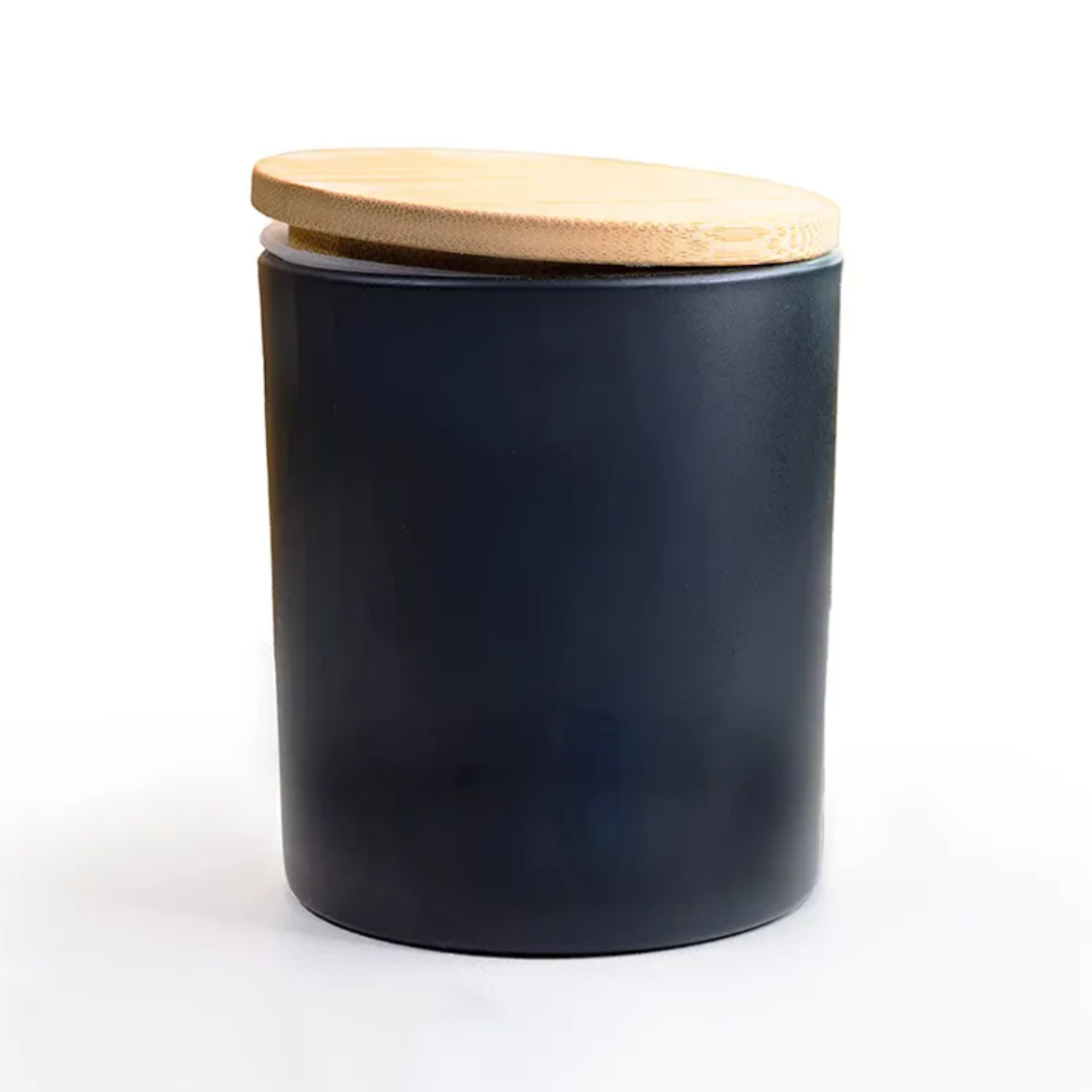 Matte Black Candle Glass / Bamboo Lid